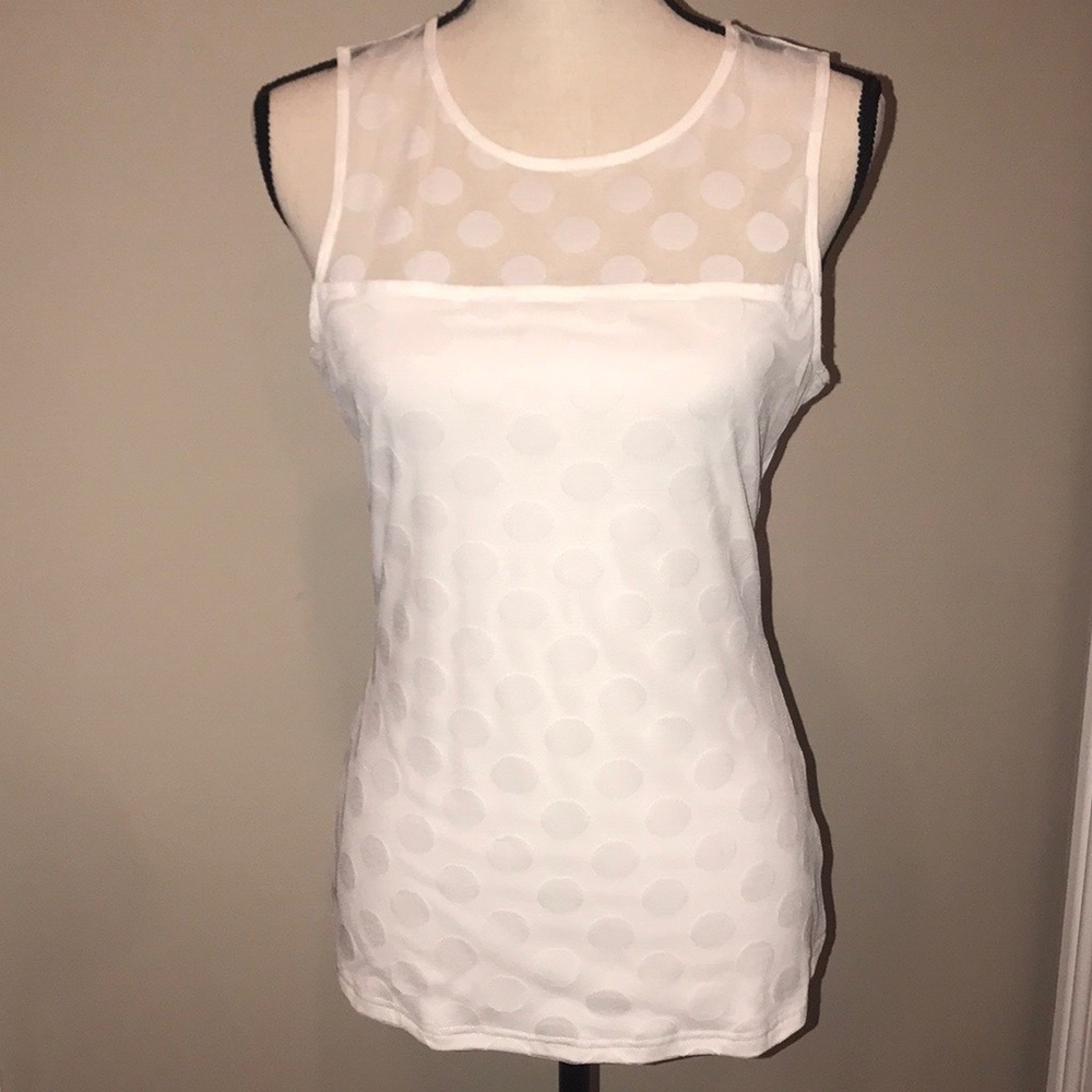 Sleeveless lined tank with dotted overlay